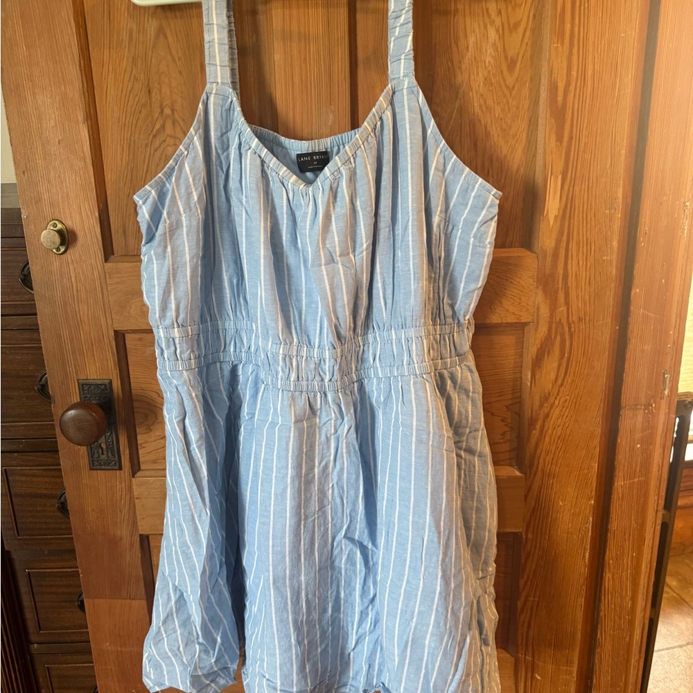 Lane Bryant Light Blue and White Striped Top
